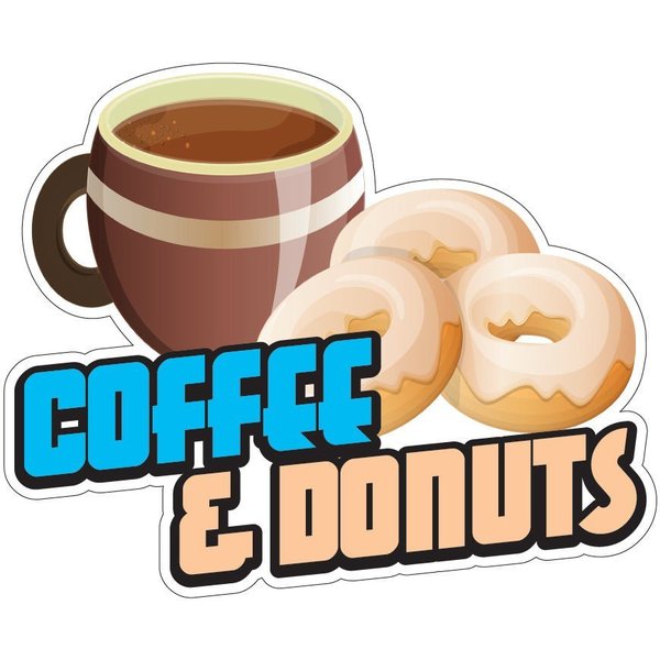 Signmission Coffee And Donuts Decal Concession Stand Food Truck Sticker, 8" x 4.5", D-DC-8 Coffee And Donuts19 D-DC-8 Coffee And Donuts19